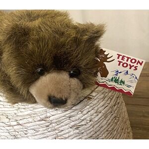 Alaska Brown Bear Plush Teton Toys Lying Down Stuffed Animal Toy 12" New